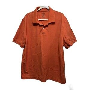 LL Bean Mens Traditional Fit Short Sleeve Polo Shirt XL Regular Solid Orange